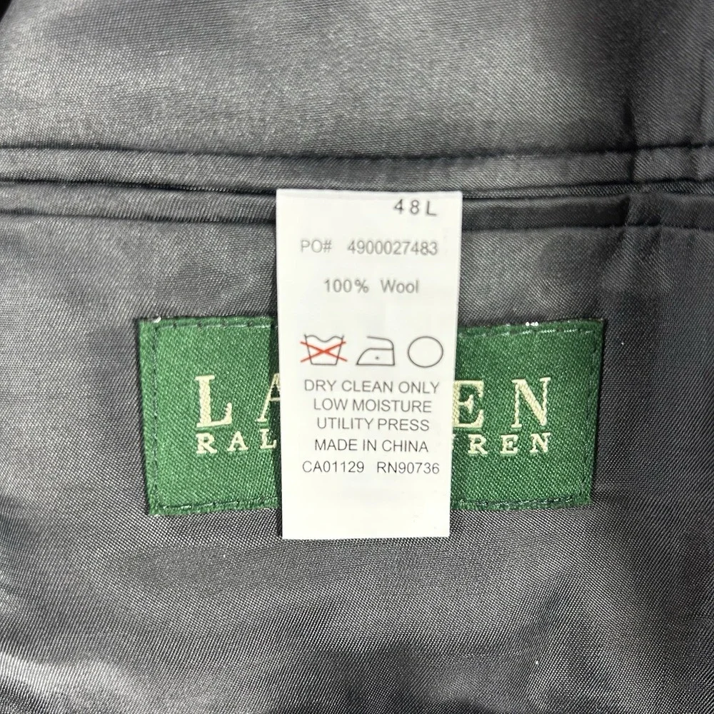 Lauren Ralph Lauren Suit Jacket Mens 48L Wool Navy‎ Blue Pinstripe Businesscore